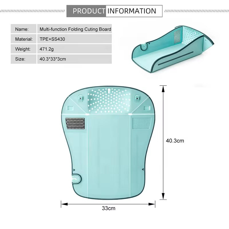 CiLoN 6-in-1 Foldable Cutting Board with Colander, Grater & Grinder. Collapsible Chopping Board with Knife Sharpener & Knife, 100% BPA Free, Portable Camping & RV Kitchen Utensils. Orange