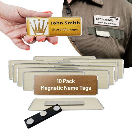 CiLoN Magnetic Name Badge with Clear Acrylic Cover. DIY Customizable 1.5" x 3" or 1" x 3" Round Corners. Reusable Magnetic Name Tags for Hotels, Restaurants, Schools, Stores & Teams.