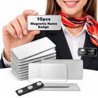 Reusable Magnetic Name Tags for Employees & Events - 10 Pack, Silver 1.5" x 3"