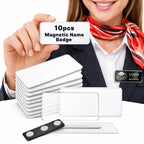 Reusable Magnetic Name Tags for Employees & Events - 10 Pack, White 1.5" x 3"