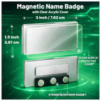 Reusable Magnetic Name Tags for Employees & Events - 10 Pack, Silver 1.5" x 3"