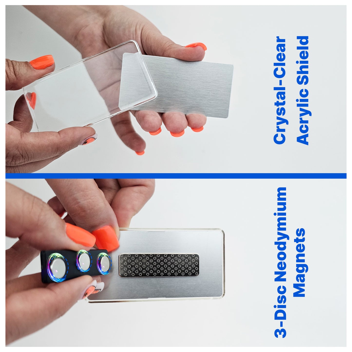 CiLoN Magnetic Name Badge with Clear Acrylic Cover. DIY Customizable 1" x 3" Round Corners. Reusable Magnetic Name Tags for Hotels, Restaurants, Schools, Stores & Teams. (10, White, Small: 1" x 3")