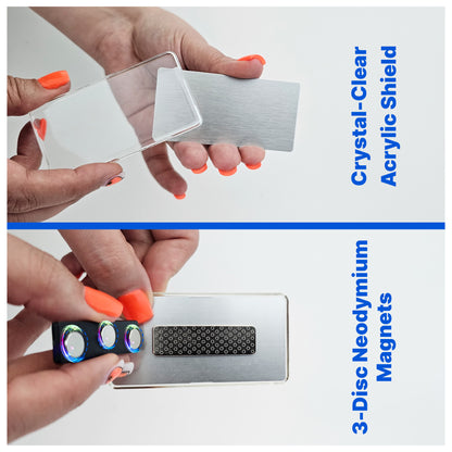 CiLoN Magnetic Name Badge with Clear Acrylic Cover. DIY Customizable 1" x 3" Round Corners. Reusable Magnetic Name Tags for Hotels, Restaurants, Schools, Stores & Teams. (10, White, Small: 1" x 3")