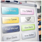 Reusable Magnetic Name Tags for Employees & Events - 10 Pack, Gold 1" x 3"