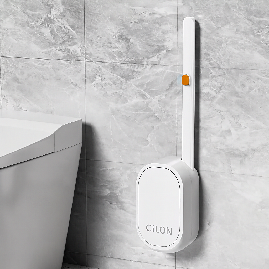 CiLoN Wall-Mounted Disposable Toilet Brush Set – Toilet Bowl Cleaning Wand & Holder with 30 Bleach Scrubbing Refill Pads for Home, RV, Airbnb & Commercial Bathrooms